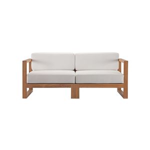 Sofá Moderno de Teca para Exteriores, Sofá de Jardín de Tres Plazas, Cojín Impermeable, Muebles para Patio - Product Image 1