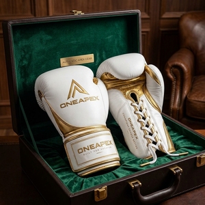 Guantes de Boxeo Blancos y Dorados, Guantes de Entrenamiento Profesional, Guantes de Boxeo Acolchados, Logotipo Personalizado OEM, Guantes Deportivos al por Mayor - Product Image 4