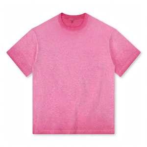 T-shirts décontractés à manches courtes pour hommes, coupe ample, couleur unie, délavé à l'acide, en jersey 100% coton 260g, séchage rapide, respirant, été - Product Image 1