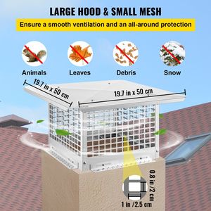 Coperchio per canna fumaria regolabile 33x33 cm in acciaio inox 304 con parascintille e bulloni, ricambio per caminetto - Product Image 5