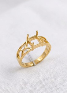 Bague carrée vide en argent sterling 925 plaqué or 18 carats de 6 mm, monture de bague à 4 griffes pour pierre précieuse, bijou vierge pour bague de fiançailles DIY - Product Image 1