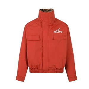 Veste bomber rouge pour homme Relevo, col montant, coupe-vent, doublure en polaire, polyester, veste décontractée d'hiver avec poches - Product Image 1