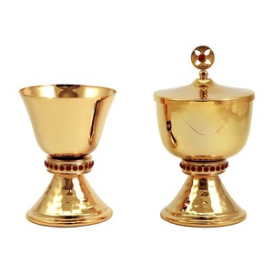 Ciborio y Cáliz de Moda: Este Cáliz Martillado Chapado en Oro y Níquel es Hecho a Mano con Latón de Alta Calidad - Product Image 2