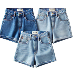 กางเกงยีนส์ขาสั้นเอวสูงสำหรับผู้หญิงกางเกงขาสั้นสำหรับฤดูร้อนสไตล์วินเทจตรงระบายอากาศได้ดี - Product Image 3