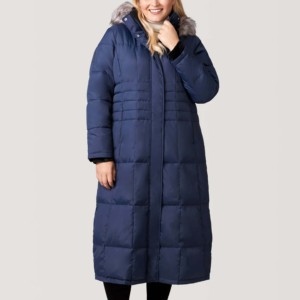Parka Larga Acolchada para Mujer, Color Verde Oliva, con Capucha, Manga Larga, Color Sólido, Forro de Borrego Grueso e Impermeable, Estilo Casual - Product Image 1