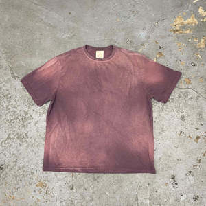 T-shirt en coton à manches courtes pour homme, tie-dye violet, col rond, coupe classique, tricoté, couleur unie - Product Image 4