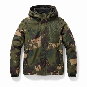 Veste décontractée pour homme à capuche coupe-vent anti-UV avec fermeture éclair, capuche amovible, motif camouflage, pour activités de plein air et chasse - Product Image 1