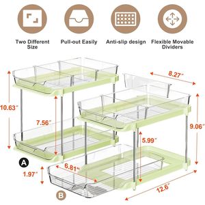 Organizzatore a 2 Livelli Multiuso per Bagno e Cucina, Armadietto Estraibile per Medicinali, Organizzatori Impilabili per Dispensa per un'Organizzazione Ottimale - Product Image 1