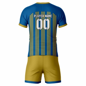 ชุดฟุตบอลแบบกำหนดเอง เสื้อเจอร์ซีย์ กางเกงขาสั้น ชุดทีม โพลีเอสเตอร์ 100% แห้งเร็ว พิมพ์โลโก้ตามสั่ง ขายส่ง บริการ OEM - Product Image 5