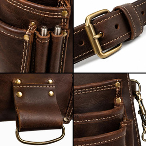 Ceinture à outils de charpentier moderne en cuir de vachette de qualité supérieure avec rangement organisé, supports de quincaillerie durables, maintien sécurisé et taille réglable - Product Image 6