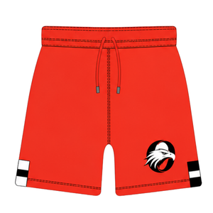 Pantalones Cortos de Rugby Rojos Brillantes con Cintura Elástica y Cordón Ajustable, Uniformes de Equipo a Rayas, Personalizables, Transpirables, para Entrenamiento y Rendimiento Atlético - Product Image 1