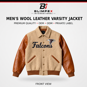 Chaqueta Varsity de Invierno para Hombre, de Alta Calidad, Personalizable, con Cuello Alto, Mezcla de Lana Clásica, Bordada, con Cierre de Cremallera, Botones y Logotipo Impreso - Product Image 1