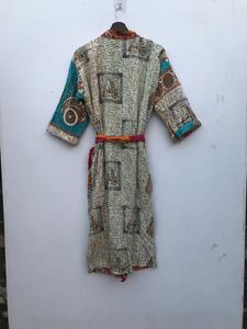 Recién llegado, chaqueta Kantha de algodón hecha a mano, chaqueta acolchada, Kimono largo clásico con cinturón y chaqueta de cuello grande para mujer - Product Image 5