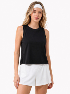 Débardeur sans manches OEM personnalisable avec fente latérale pour femme, col rond, coupe ample, en coton, idéal pour l'été, vêtement de sport, gilet d'entraînement - Product Image 4
