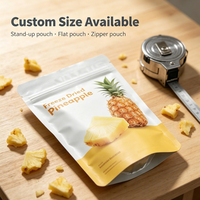 Op maat bedrukte plastic zakken, food grade, staande pouch met ziplock sluiting, geschikt voor gevriesdroogde ananas en gedroogde fruit snacks