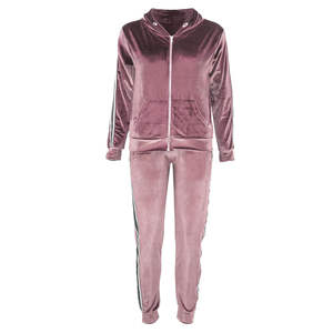 Ensemble de survêtement en velours personnalisé pour femme : sweat à capuche zippé et pantalon de jogging en velours - Product Image 3