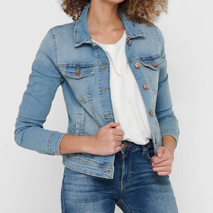 Nouvelle Arrivée Veste en Jean Décontractée Premium pour Femme Coupe Slim Col Rabattu Fermeture Boutonnée Manches Longues Hiver Denim Délavé Clair - Product Image 3