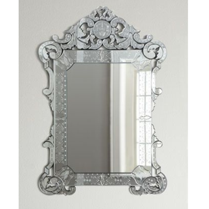 Miroir mural baroque vénitien de luxe avec cadre incurvé |   Miroir décoratif antique en verre gravé floral pour salon, chambre à coucher, décoration - Product Image 1