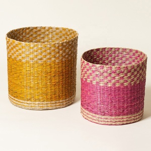 New design manufacturer natural seagrass storage baskets multi colors Eye-catching wicker basket handmade from Vietnam