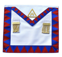 Regalia maçonniques : Tablier en toile brodé en peau d'agneau pour Compagnons du Royal Arch, avec épingle de sûreté pour Regalia du Chapitre Royal