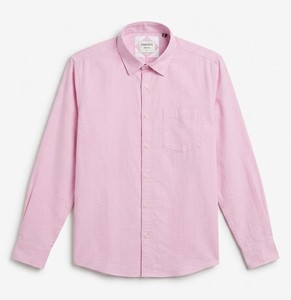 Chemise décontractée pour homme Enovate à double boutonnage, couleur unie, manches longues, col rabattu, respirante, en coton tissé, logo au dos du col, ODM - Product Image 1