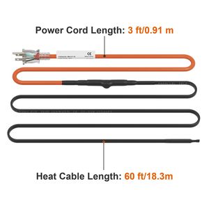 Cavo Autoriscaldante da 60 Piedi 5W/ft, Nastro Termico Protettivo per Tubi in PVC, Metallo e Plastica, Protezione Antigelo - Product Image 6