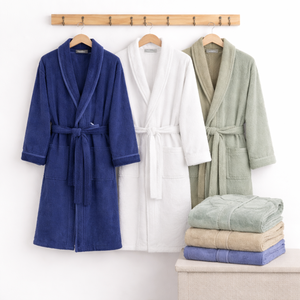 OEM Custom 100% Cotton Terry <b>Bathrobe</b> | Unisex Shawl Collar Hotel & Home Bath Robe | Soft Absorbent Spa Robe - Product Image 1