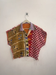 Handmade Vintage Kantha Boho <b>Quilted</b> Short Jacket Coat - Product Image 4