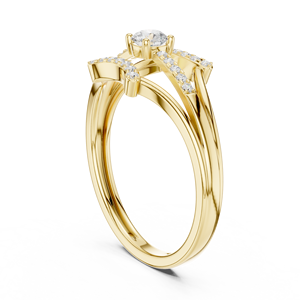 Ensemble de bagues de mariage en or jaune avec diamants de laboratoire, élégant pour fiançailles et mariage, bijoux fins de qualité supérieure pour femmes, vente en gros - Product Image 2