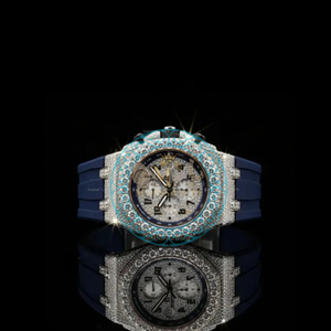 Luxury Antique Simple Iced Chronograph <b>Watch</b> Full Moissanite Bezel <b>Mens</b> Mechanical 20mm Band 42mm <b>Black</b> Silicone Rubber Strap - Product Image 1