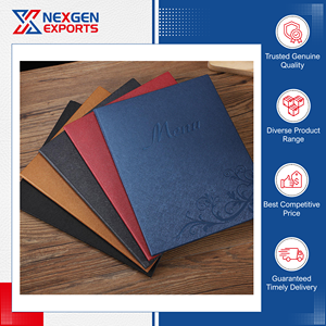 Nexgen Exports, Fabricante Indio, Carpeta de Menú de Cuero PU Hecha a Mano, Estilo Lujoso, Calidad Estándar, Logotipo Personalizado OEM/ODM - Product Image 4