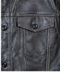 เสื้อแจ็คเก็ตหนังผู้ชาย Garay ปกคอพับ ปิดด้วยกระดุม - Product Image 2