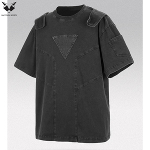 Custom Logo Techwear T-Shirts Men Streetwear Regular Fit Solid Canvas Short Sleeve Eco-Friendly Breathable - Product Image 2