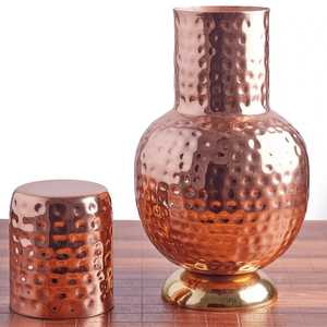 Ensemble de carafe à eau en cuivre avec deux verres, luxe classique, écologique, lavable, accessoires de bar réutilisables, coffret cadeau - Product Image 6