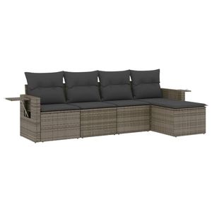 Ensemble de canapés de jardin en rotin moderne 4 places, mobilier d'extérieur résistant aux intempéries, design contemporain gris - Product Image 4