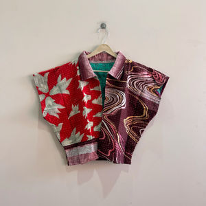 Chaqueta corta reversible Kantha surtida para mujer, ideal para verano - Product Image 1