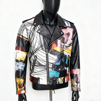Blouson de moto en cuir imperméable personnalisé pour homme avec fermeture éclair, style streetwear, motif lettres