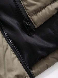 Women's Color Blocked Quilted Jacket Hooded Zipper Closure Short Length Winter <b>Coat</b> Full Sleeve Polyester Wadding - Product Image 5