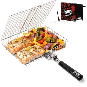 Set di Griglie Pieghevoli Portatili in Acciaio Inox per Campeggio e Barbecue, per Grigliare Pesce, Gamberetti e Verdure - Product Image 1