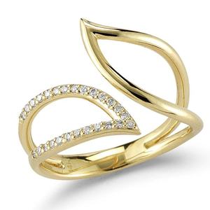 Bague en or massif 10K/14K/18K de luxe avec diamant de laboratoire, motif feuille, bande ouverte, bijou statement délicat, idéal pour l'empilage, cadeau pour elle - Product Image 3