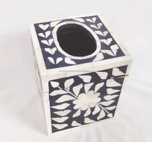 Cajas de sujeción de tejido de Decoración de mesa lujosa con incrustaciones de hueso altamente decorativas de la India - Product Image 1