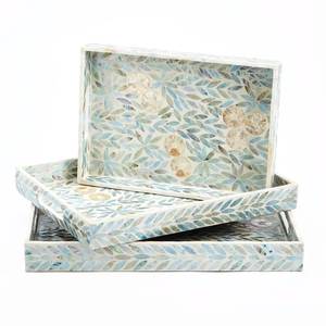 Wooden And Mother Of Pearl Serving <b>Tray</b> For Tea Coffee Breakfast <b>Snacks</b> And Decorative Dining Table Presentation - Product Image 6
