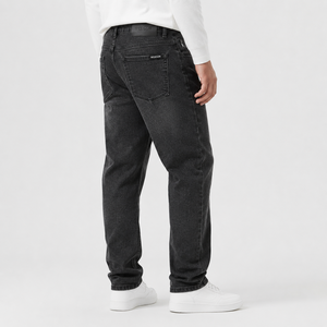Jean en denim coupe droite pour homme Webson, délavage moyen, coton, coupe classique, élégant, léger, respirant, style printemps - Product Image 5