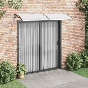 Toldo Negro para Puerta con Láminas Transparentes, Protección Solar con Soportes - Product Image 1