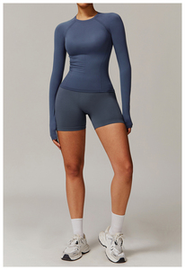 Conjunto de Yoga Verde Oliva para Mujer, Transpirable, Elástico en Cuatro Direcciones, Nailon y Spandex, Top de Alta Elasticidad, Shorts, Leggings, Ropa Deportiva para Gimnasio y Fitness - Product Image 3