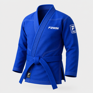 ชุดยูโด F2WIN สีน้ำเงิน ผ้าฝ้าย 100% ทรงปกติสำหรับผู้ชาย ชุดศิลปะการต่อสู้สำหรับผู้ใหญ่ พิมพ์ลายแบบรีดร้อน ทนทาน ราคาถูก - Product Image 1