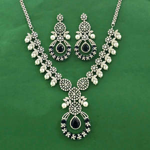 Available At Reasonable Price Cubic Zirconia Classic Necklace With Rhodium Plating 440217 - Product Image 1