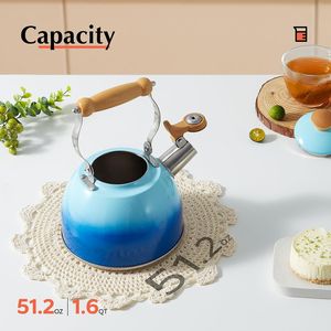 Bollitore da tè in acciaio inossidabile con manico ergonomico Cool Touch, teiera a fischio per piano cottura, per uso alimentare - Product Image 3