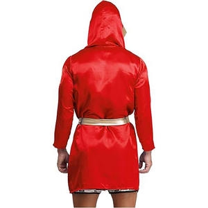 เสื้อคลุมชกมวยผ้าซาตินโพลีเอสเตอร์ 100% คุณภาพสูง ระบายอากาศได้ดี นุ่มพิเศษ สำหรับผู้ชาย พร้อมโลโก้แบบกำหนดเอง สีและขนาดตามสั่ง - Product Image 3