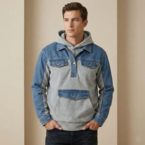Custom <b>Rhinestone</b> Winter <b>Jacket</b> Man Crystal Streetwear Oversized Baggy Applique Patch Zip up Denim Hoodie 100% Cotton - Product Image 3